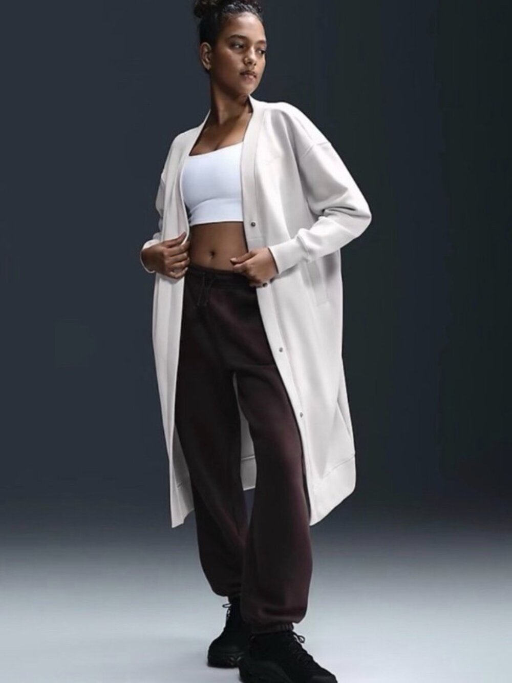 NEW Nike Sportswear Phoenix Fleece Oversized Long Cardigan FV8036-104 Size XS - Picture 2 of 7